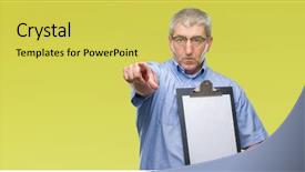  Presentation with inspector - Amazing slide deck having handsome senior inspector man holding backdrop and a yellow colored foreground