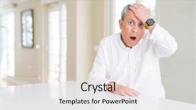  Presentation with senior smart home - Audience pleasing PPT theme consisting of handsome senior man at home backdrop and a  colored foreground