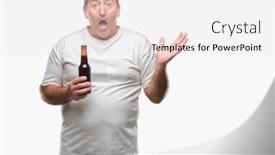  Presentation with beer bottle - Beautiful presentation design featuring handsome-senior-man-drinking-beer backdrop and a white colored foreground