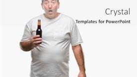  Presentation with beer bottle - Beautiful PPT theme featuring handsome-senior-man-drinking-beer backdrop and a white colored foreground