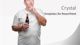  Presentation with beer bottle - PPT theme having handsome senior man drinking beer bottle over isolated background serious face thinking about question very confused idea background and a white colored foreground