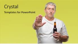  Presentation with beer bottle - Presentation theme having handsome senior man drinking beer background and a yellow colored foreground