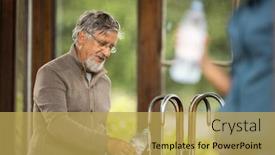  Presentation with senior spa - Audience pleasing slide set consisting of handsome-senior-man-drinking-mineral backdrop and a yellow colored foreground