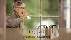  Presentation with senior spa - Theme with handsome-senior-man-drinking-mineral background and a coral colored foreground