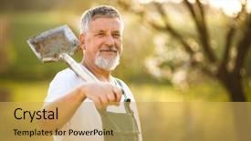  Presentation with botanical - Beautiful presentation design featuring handsome senior man garden backdrop and a yellow colored foreground