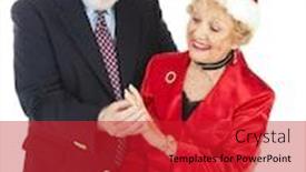  Presentation with diamond - Slide set featuring handsome senior man gives a diamond ring to his wife for christmas isolated on white background and a red colored foreground