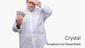  Presentation with bunch - PPT layouts with handsome senior man holding bunch background and a white colored foreground