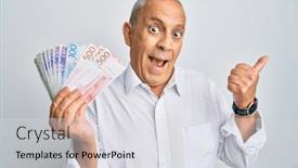  Presentation with swedish - Presentation design consisting of handsome-senior-man-holding-swedish background and a light gray colored foreground