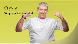  Presentation with senior fitness - Amazing presentation design having handsome-senior-man-over-isolated backdrop and a yellow colored foreground