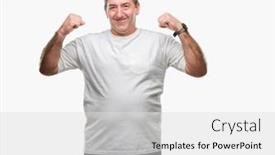  Presentation with senior fitness - PPT theme enhanced with handsome-senior-man-over-isolated background and a light gray colored foreground