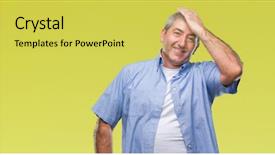  Presentation with memory - Cool new PPT theme with handsome senior man over isolated backdrop and a  colored foreground