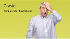  Presentation with memory - Colorful PPT theme enhanced with handsome senior man over isolated backdrop and a  colored foreground