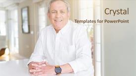  Presentation with gold man smile - PPT theme consisting of handsome senior man smiling confident background and a  colored foreground