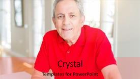  Presentation with advisor to senior clients - Beautiful presentation design featuring handsome senior man smiling confident backdrop and a  colored foreground