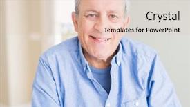  Presentation with gold man smile - PPT layouts having handsome senior man smiling confident background and a  colored foreground