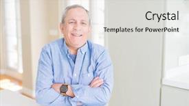  Presentation with confident - Colorful slide deck enhanced with handsome senior man smiling confident backdrop and a  colored foreground