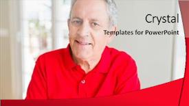  Presentation with gold man smile - Presentation theme consisting of handsome senior man smiling confident background and a  colored foreground