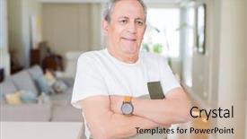  Presentation with senior hunger - Slide set having handsome senior man smiling confident background and a  colored foreground