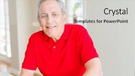  Presentation with confident - Amazing slide deck having handsome senior man smiling confident backdrop and a  colored foreground