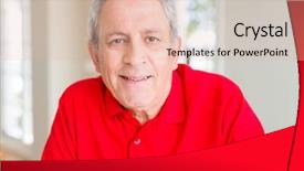  Presentation with gold man smile - Beautiful slide set featuring handsome senior man smiling confident backdrop and a coral colored foreground