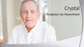 Presentation with gold man smile - Presentation with handsome senior man smiling confident background and a  colored foreground