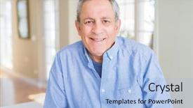  Presentation with confident - Audience pleasing PPT theme consisting of handsome senior man smiling confident backdrop and a  colored foreground