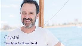  Presentation with sailboat - PPT layouts having handsome senior man traveling on sailboat and smiling happy and confident background and a sky blue colored foreground