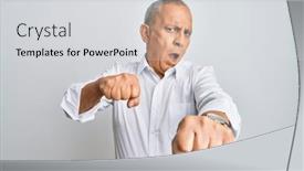  Presentation with violence - Presentation enhanced with handsome-senior-man-wearing-casual background and a light gray colored foreground
