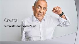  Presentation with anger - PPT theme with handsome-senior-man-wearing-casual background and a light gray colored foreground