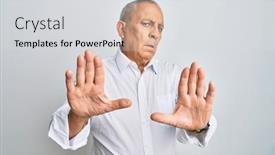  Presentation with forbidden - PPT theme having handsome-senior-man-wearing-casual background and a light gray colored foreground