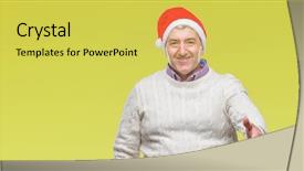  Presentation with young man wearing a hat - Audience pleasing theme consisting of handsome senior man wearing christmas backdrop and a  colored foreground