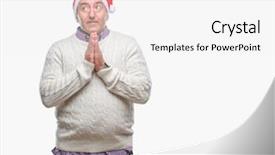  Presentation with praying hands - Presentation theme enhanced with handsome senior man wearing christmas background and a  colored foreground