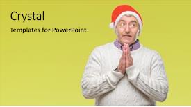  Presentation with mom praying hands - PPT layouts with handsome senior man wearing christmas background and a yellow colored foreground