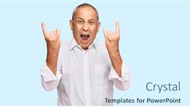  Presentation with elegant star - Colorful slide set enhanced with handsome-senior-man-wearing-elegant backdrop and a sky blue colored foreground