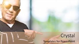  Presentation with winter - Theme with handsome senior man wearing winter background and a  colored foreground