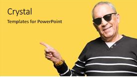  Presentation with winter - PPT layouts featuring handsome senior man wearing winter background and a  colored foreground