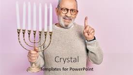 Presentation with hanukkah - Colorful PPT theme enhanced with handsome-senior-man-with-beard backdrop and a soft green colored foreground