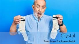  Presentation with beard - Presentation theme enhanced with handsome-senior-man-with-beard background and a light blue colored foreground