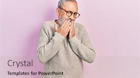  Presentation with beard - Presentation theme featuring handsome-senior-man-with-beard background and a mint green colored foreground