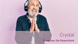  Presentation with music headphones - Slides with handsome-senior-man-with-beard background and a lemonade colored foreground