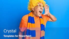  Presentation with hooligan - Presentation theme having handsome-senior-man-with-grey background and a teal colored foreground