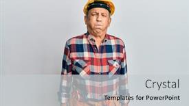  Presentation with handyman - Slides with handsome-senior-man-with-grey background and a light gray colored foreground