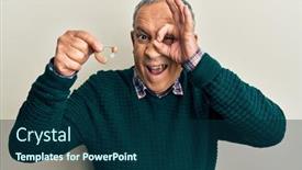  Presentation with eye medical - PPT layouts featuring handsome-senior-man-with-grey background and a navy blue colored foreground