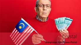  Presentation with ringgit malaysia - Theme enhanced with handsome-senior-man-with-grey background and a red colored foreground