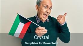  Presentation with kuwait - Beautiful slide deck featuring handsome-senior-man-with-grey backdrop and a ocean colored foreground