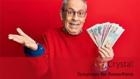  Presentation with hair - Cool new PPT theme with handsome-senior-man-with-grey backdrop and a crimson colored foreground