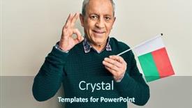  Presentation with madagascar flag - Slide set having handsome-senior-man-with-grey background and a ocean colored foreground