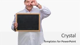  Presentation with teacher - Slides with handsome senior teacher man holding background and a white colored foreground