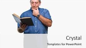  Presentation with teacher - Cool new slide set with handsome senior teacher man reading backdrop and a  colored foreground