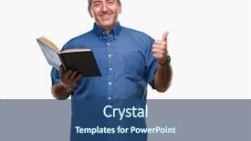  Presentation with teacher - Colorful slide deck enhanced with handsome senior teacher man reading backdrop and a  colored foreground